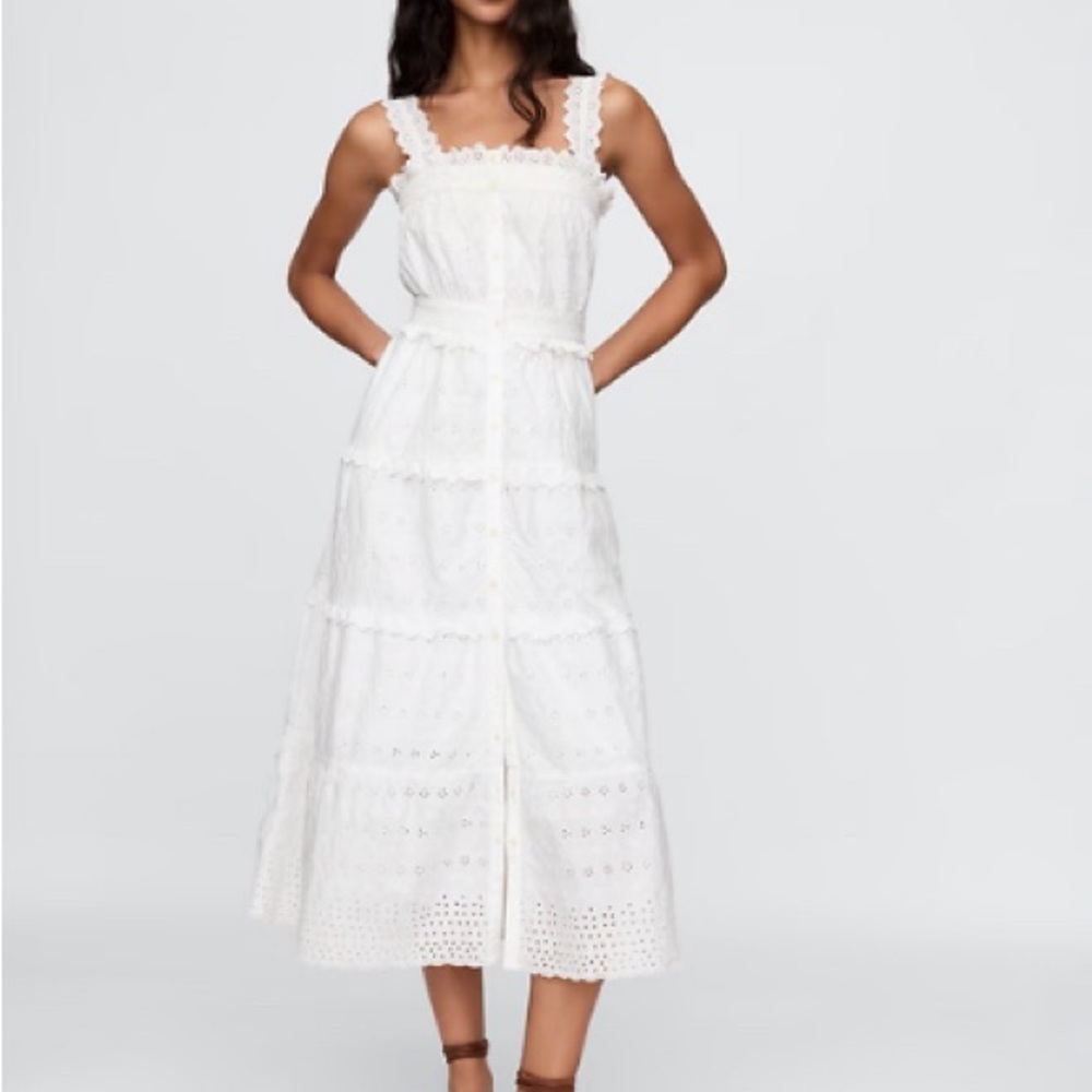 Gap x Doen White Eyelet Midi Dress XXS NWT